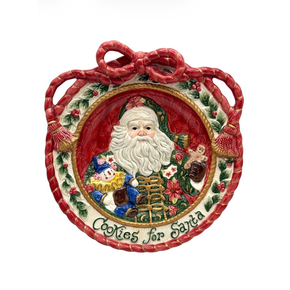 Vintage 1995 Fitz and Floyd Father Christmas Cookies for Santa Claus Plate 10"